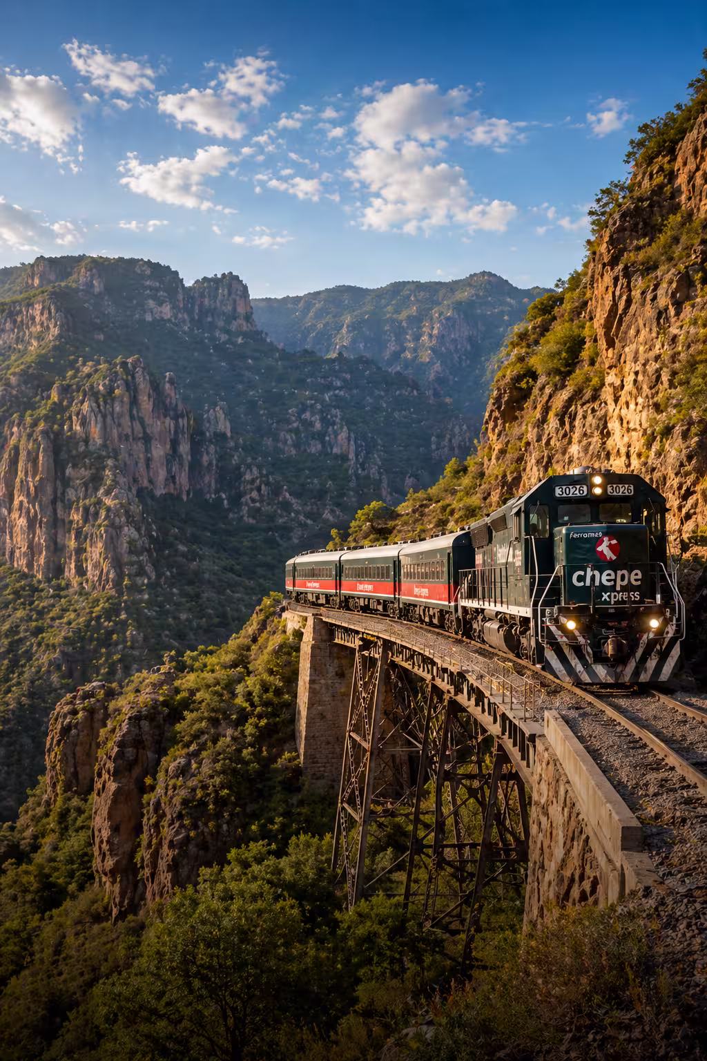 El Chepe Express recorriendo Barrancas del Cobre, itinerario Menonitas y Barrancas del Cobre